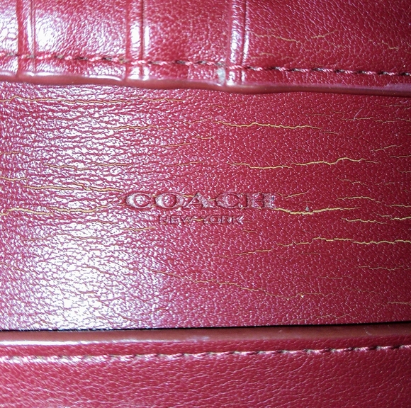 Authentic Vintage Coach New York Long Zipper Wallet Burgundy Wine Bordeaux Plum - Picture 5 of 14